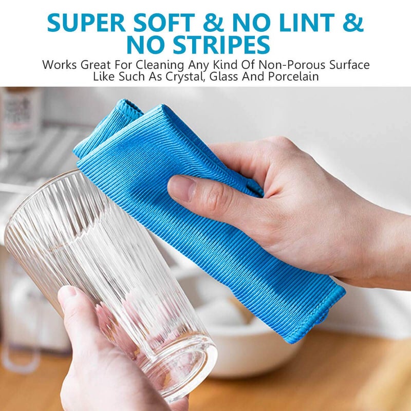 ZHIDIAN Window Glass Microfiber Cleaning Cloth - 8Pack Premium Lint Free Mirrors Polishing Rags, Eye Glasses Shower Glass Cleaner Towels, Wipes for Car Windows, Blue-12x12â€ - Image 4